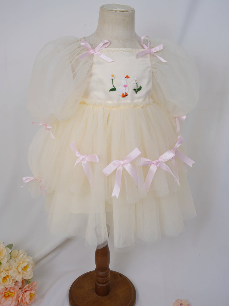 Cream Silly Goose Birthday Dress | Handmade Tulle for Baby Girl  Baby Glow  Bliss