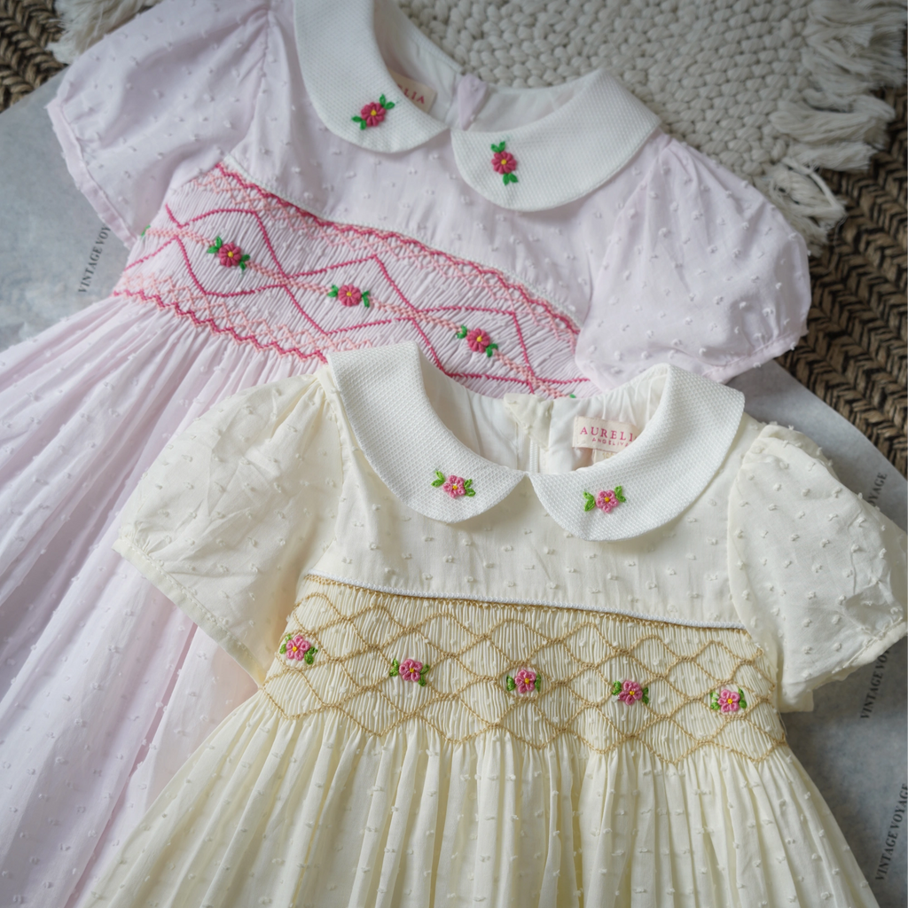 Pink Floral Smocked Dress