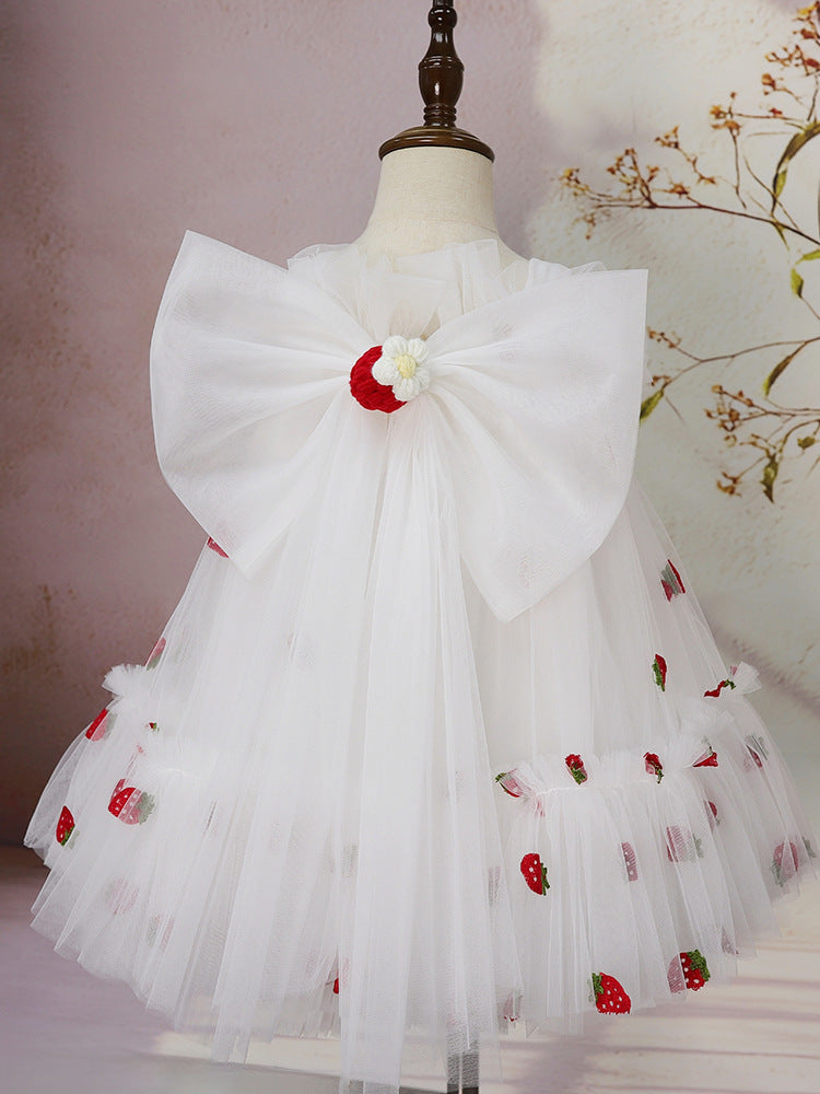 White Strawberry Tulle Dress Pre Order