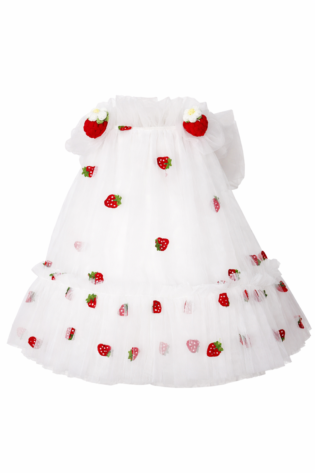 White Strawberry Tulle Dress Pre Order